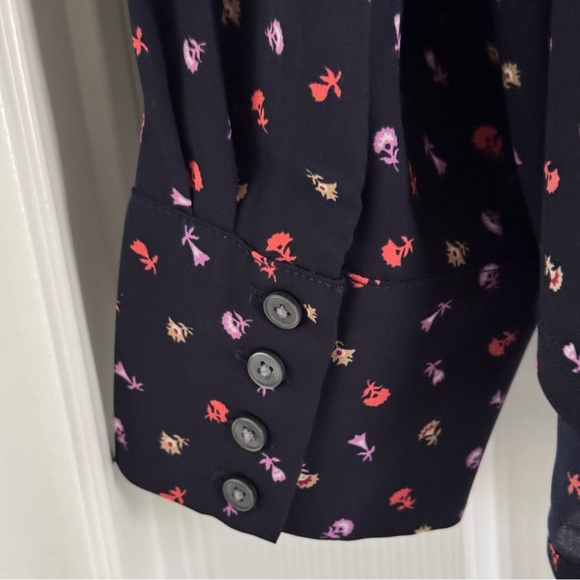 Ann Taylor 🫐 Women’s Plus Size Navy Blue Print Long Sleeve Blouse XXL - Picture 5 of 8